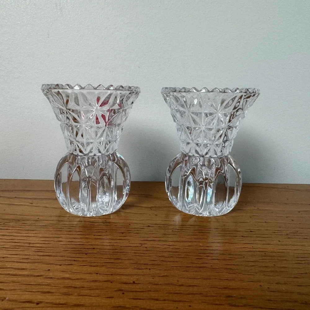 Princess House Made by Fostoria 24% Lead Crystal Bud Vases‎ Set of 2